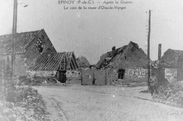 Epinoy pas de calais la route d oisy le verger 1918 cpa