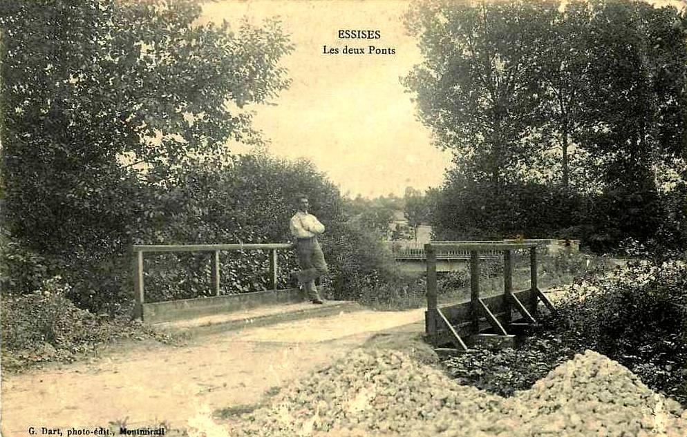 Essises (Aisne) CPA Les deux ponts en 1908