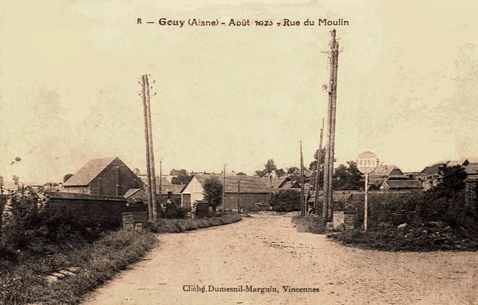 Gouy (Aisne) CPA rue du moulin 1923