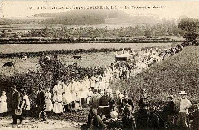 Grainville la teinturiere seine maritime la procession blanche cpa