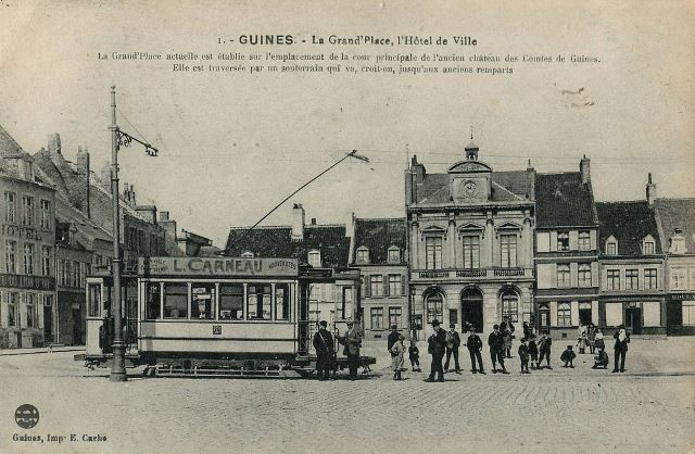 Guines pas de calais la place de l hotel de ville le tramway