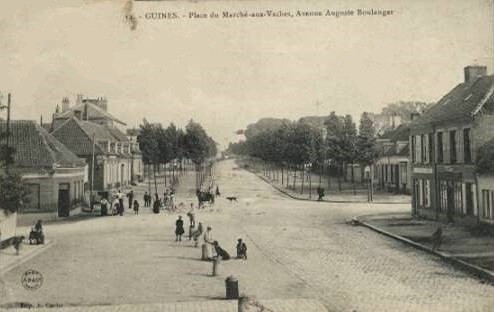 Guines pas de calais la place du marche aux vaches cpa