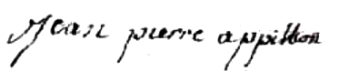 Happillon Jean Pierre (1730/1809), sa signature en 1752