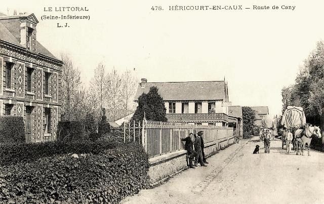 Hericourt en caux seine maritime la grande rue route de cany cpa