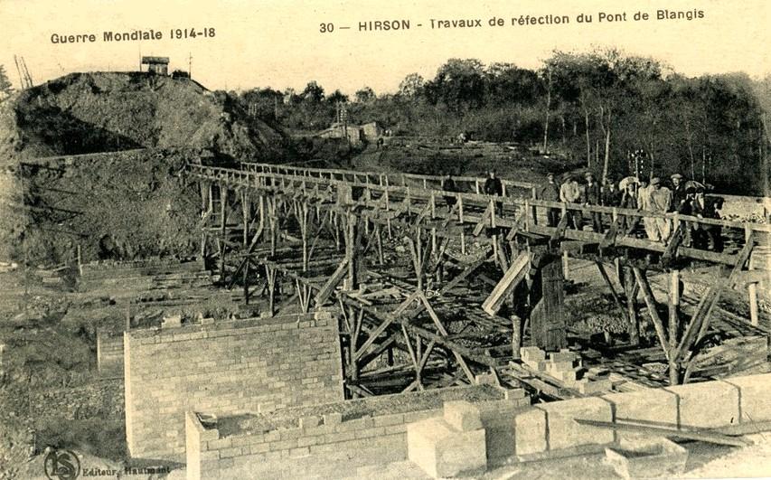 Hirson (Aisne) CPA Blangis le pont en réfection