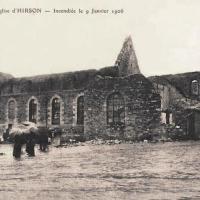 Hirson (Aisne) CPA l'église incendiée en 1906