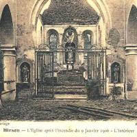 Hirson (Aisne) CPA l'église incendiée en 1906