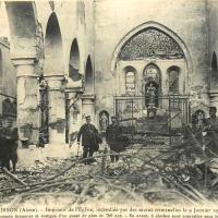 Hirson (Aisne) CPA l'église incendiée en 1906