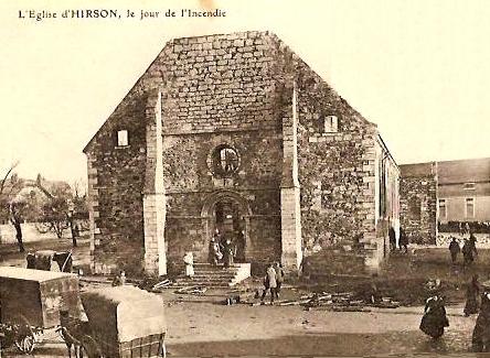 Hirson (Aisne) CPA l'église incendiée en 1906