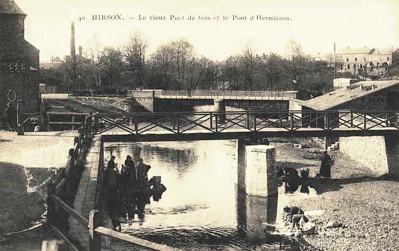 Hirson (Aisne) CPA le pont de bois et le pont Hermisson