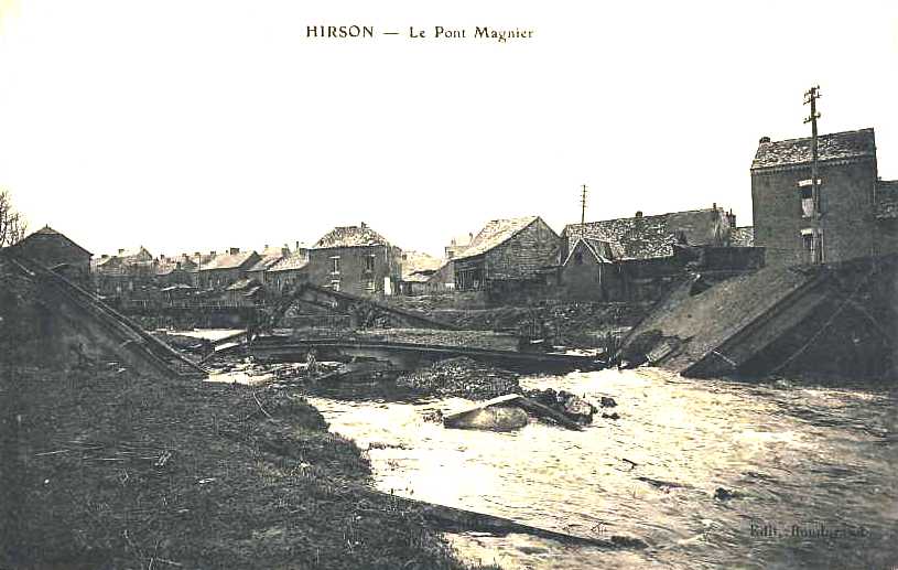 Hirson (Aisne) CPA le pont Magnier 1914-1918