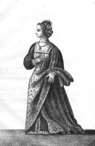 Jeanne de Genève, son épouse, estampe du XIXe