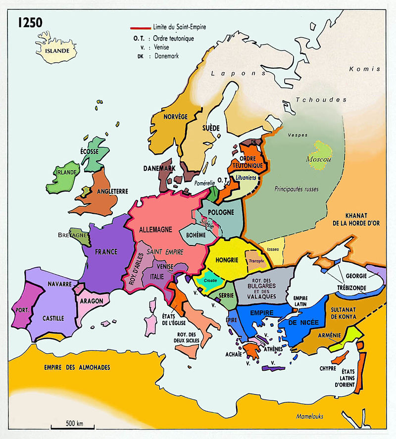 L'Europe en 1250, après les invasions mongoles