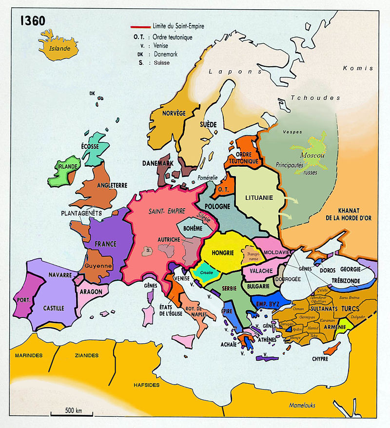 L'Europe en 1360, à la guerre de Cent Ans