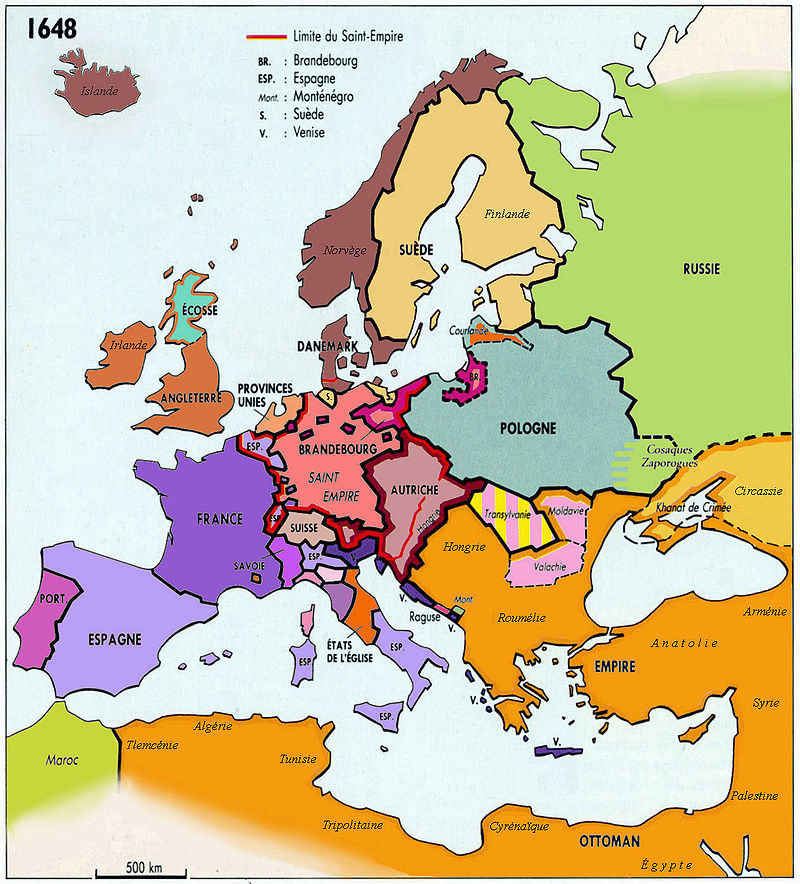 L'Europe en 1648, au Traité de Paix de Munster