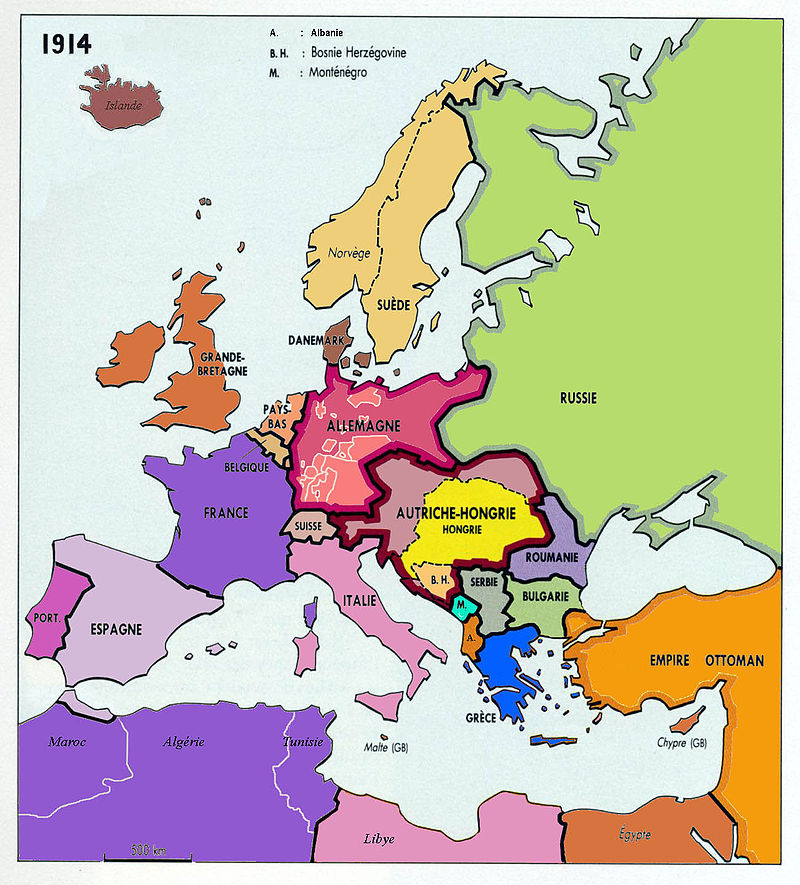 L'Europe en 1914, avant la 1ère guerre mondiale