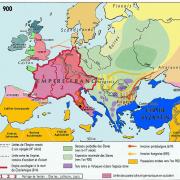 L'Europe en 900, après le partage de Verdun de 843