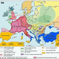 L'Europe en 900, après le partage de Verdun de 843