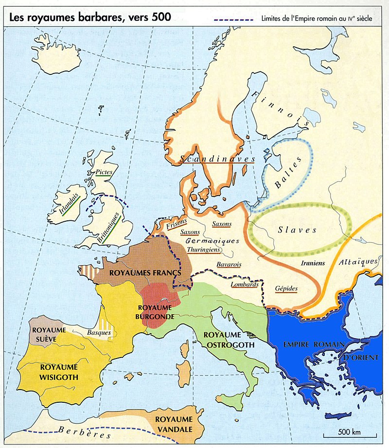 L'Europe vers 500, royaumes Barbares