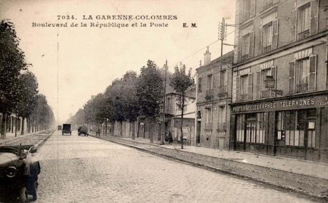 La garenne colombes 92 le boulevard de la republique et la poste cpa