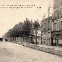 La garenne colombes 92 le boulevard de la republique et la poste cpa