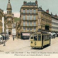 Le havre seine maritime l eglise saint michel et la rue thiers cpa