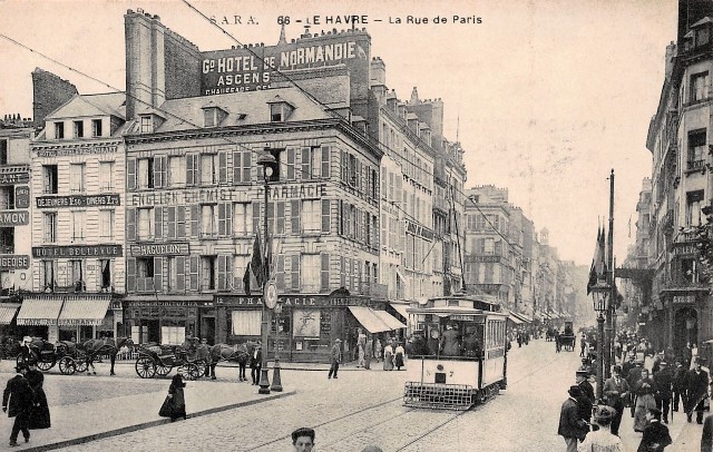 Le havre seine maritime la rue de paris et le tramway cpa