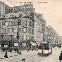 Le havre seine maritime la rue de paris et le tramway cpa