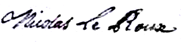 Leroux Nicolas (1716/1745), sa signature en 1738