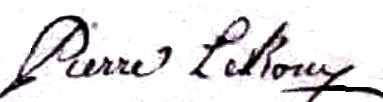 Leroux Pierre (1744/1803), sa signature en 1772