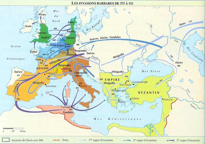 Les invasions barbares de 375 à 511
