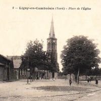 Ligny en cambresis 59 la place de l eglise cpa