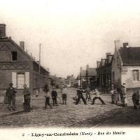 Ligny en cambresis 59 la rue du moulin cpa