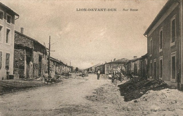 Lion devant dun meuse la rue basse cpa