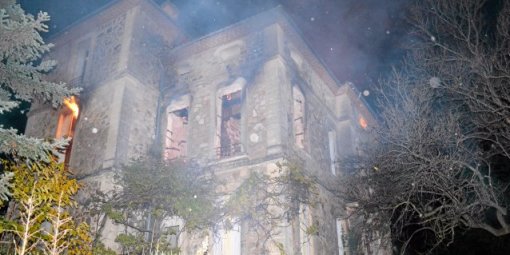 Lodève (Hérault) Le château de Laiglon, incendie