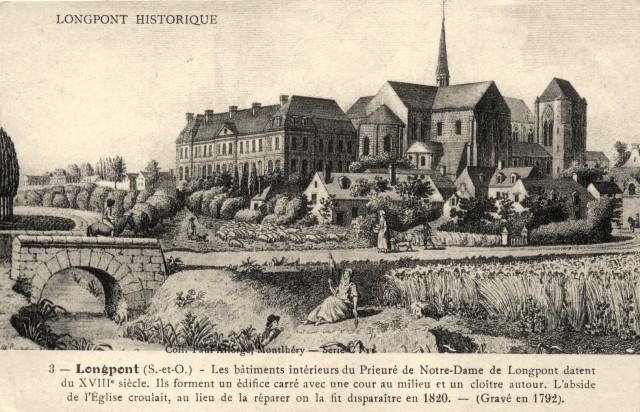 Longpont sur orge essonne le prieure et la basilique notre dame gravure