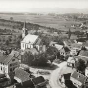 Lupstein 67 l eglise saint quentin et la place cpa