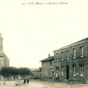 Luzy-Saint-Martin (Meuse) L'église et la mairie CPA