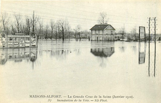 Maisons alfort val de marne crue de la seine 1910 cpa