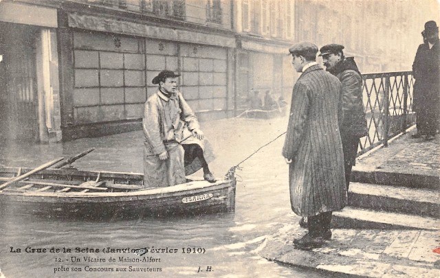 Maisons alfort val de marne crue de la seine 1910 cpa