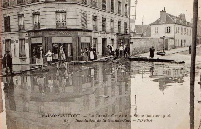 Maisons alfort val de marne crue de la seine 1910 cpa