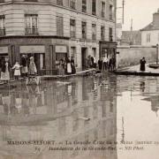 Maisons alfort val de marne crue de la seine 1910 cpa