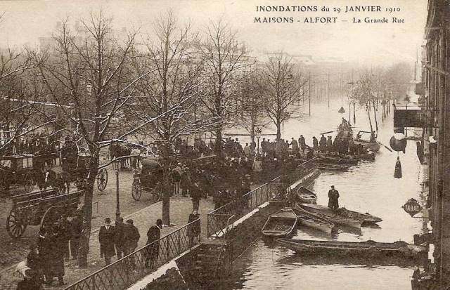 Maisons alfort val de marne crue de la seine 1910 cpa