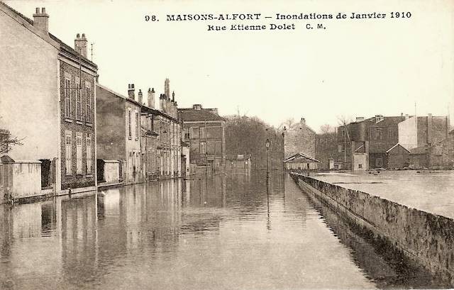 Maisons alfort val de marne crue de la seine 1910 cpa