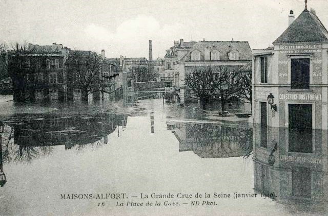 Maisons alfort val de marne crue de la seine 1910 cpa