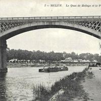 Melun seine et marne le quai de halage et le pont cpa