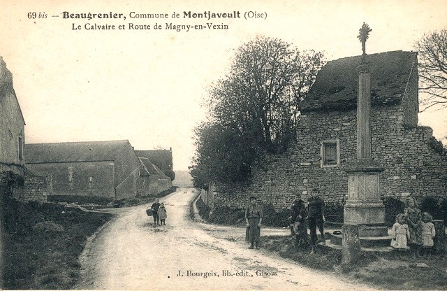 Montjavoult oise cpa beaugrenier calvaire et route de magny 