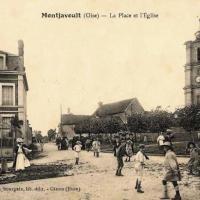 Montjavoult oise cpa place et eglise