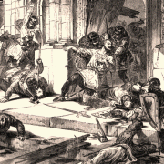 Mort de Robert IV d'Anjou, gravure de Paul Lehugeur XIXe