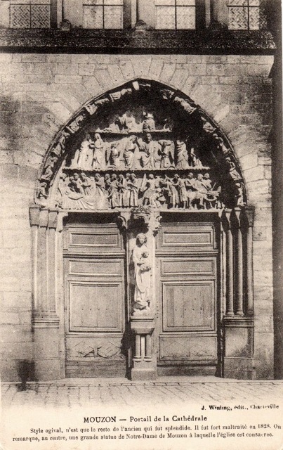 Mouzon (08) Abbatiale Notre-Dame, le portail CPA